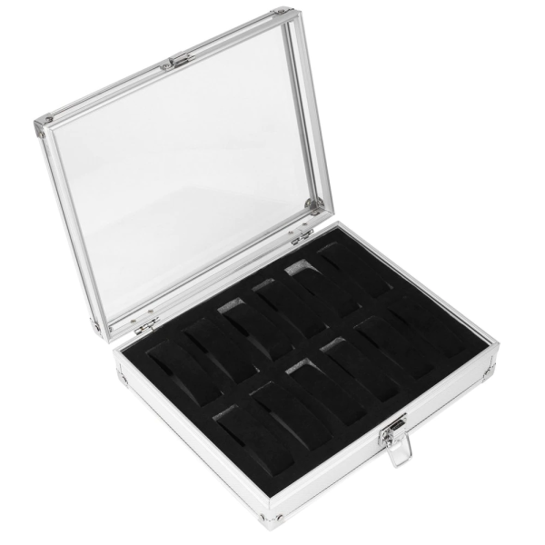 Silver Watch and Jewelry Display Metal Storage Box - Image 2