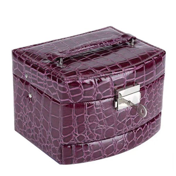 Purple PU Leather Jewelry Multi-Functional Storage Box - Image 4