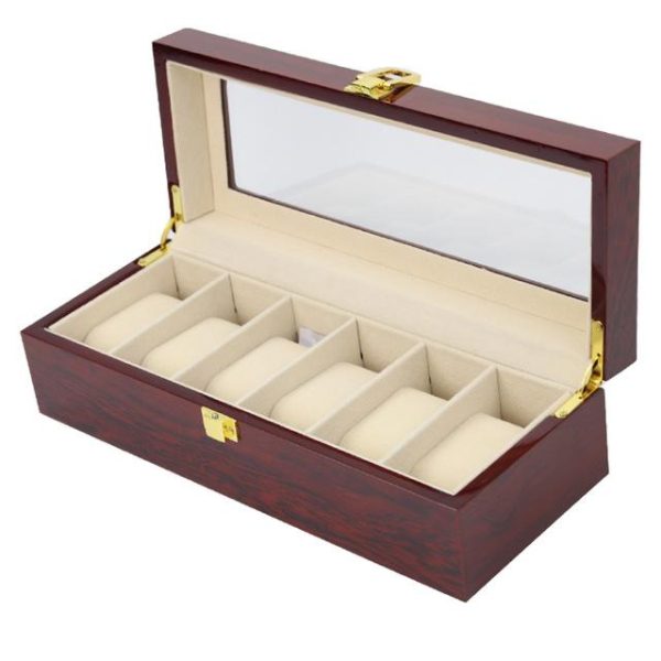 Brown Multi-Grid Luxury Wooden Watch Box Organizer - Image 5