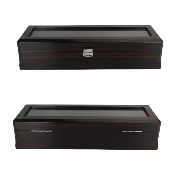Dark Brown Handmade Wood Watch and Jewelry Storage Box - Image 3