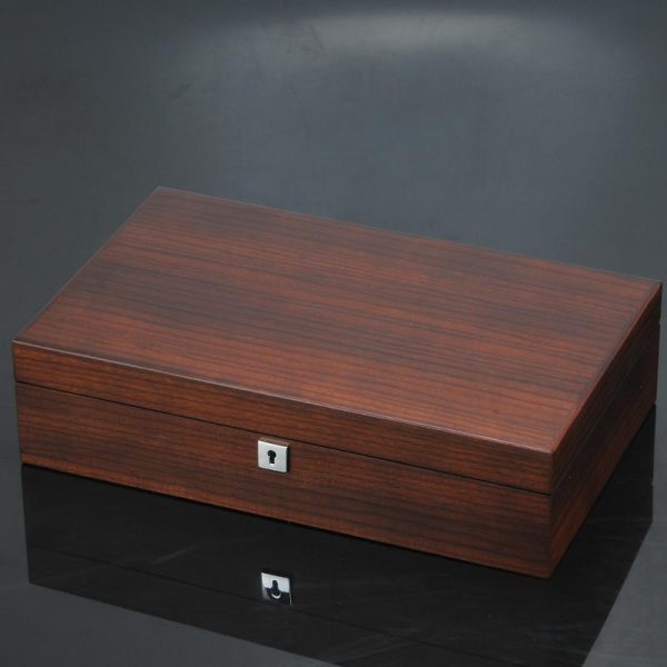 12 Slots Luxury Wooden Watch and Jewelry Organizer With Lock - Image 4