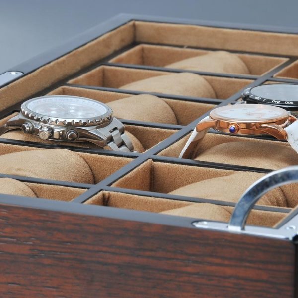 12 Slots Luxury Wooden Watch and Jewelry Organizer With Lock - Image 5