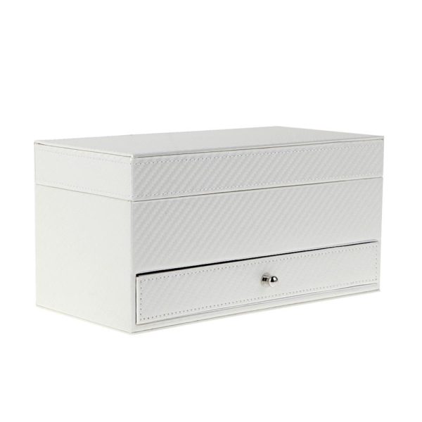 White Leather Watch and Jewelry Storage Box - Image 2