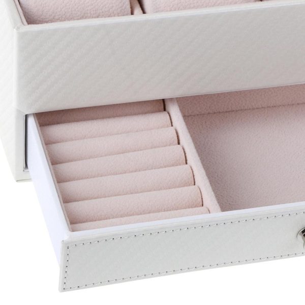 White Leather Watch and Jewelry Storage Box - Image 3