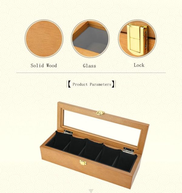 5 Slots European Wooden Mechanical Watch Organizer - Image 3