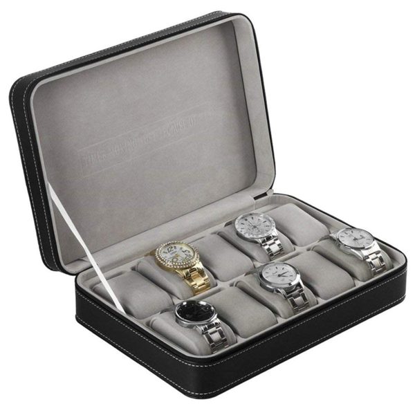 10 Slots Black Portable Travel Watch and Jewelry Storage Box - Image 2