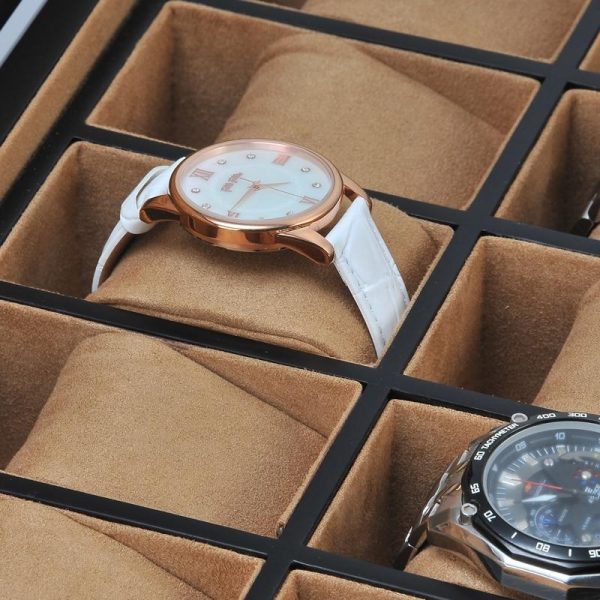 12 Slots Luxury Wooden Watch and Jewelry Organizer With Lock - Image 3