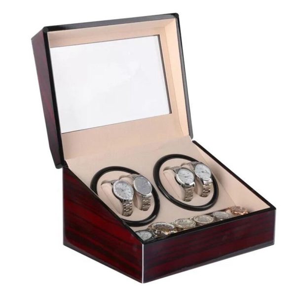 Dark Brown Automatic Mechanical Watch Winders Storage Box - Image 3