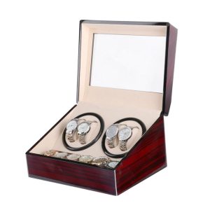 Dark Brown Automatic Mechanical Watch Winders Storage Box