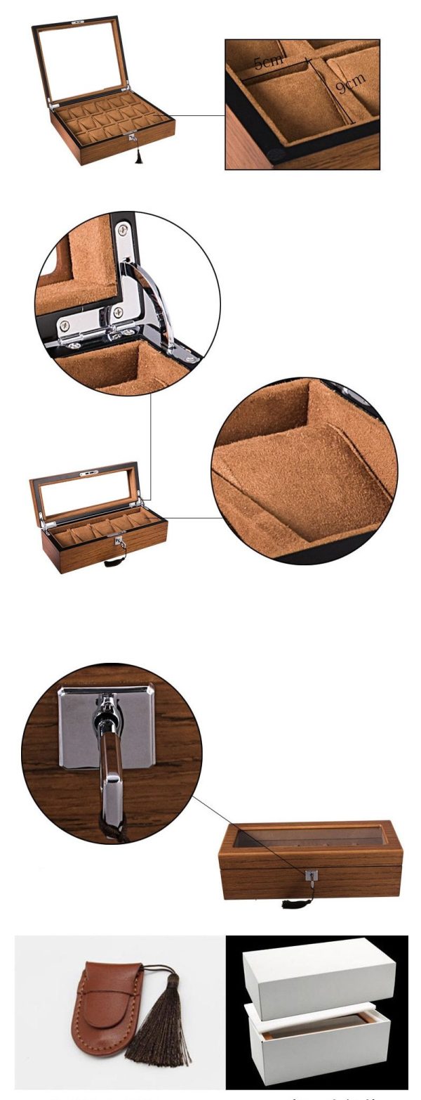 Brown and Black Handmade Wood Watch Storage Box with Key Locker - Image 4