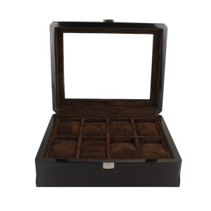 Black Handmade Wood Watch and Jewelry Storage Box