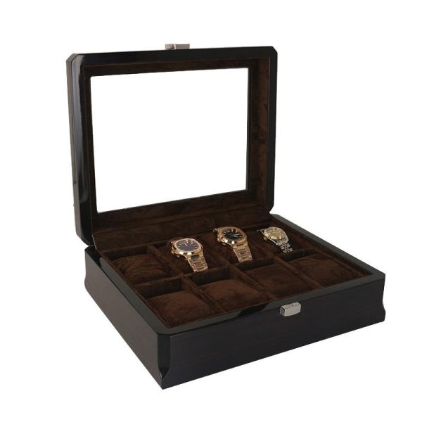 Black Handmade Wood Watch and Jewelry Storage Box - Image 2