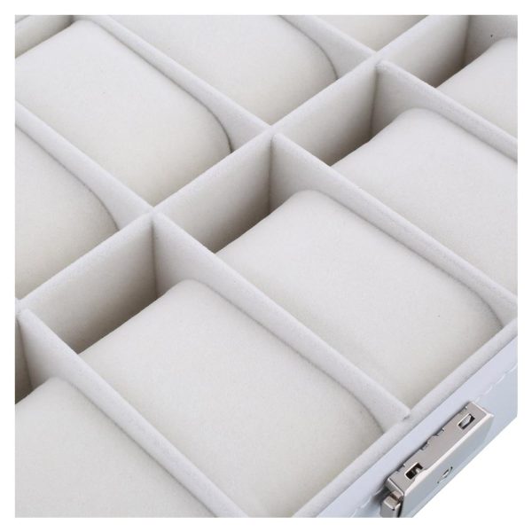 White Wood and Leather Watch Jewelry Storage Box - Image 4