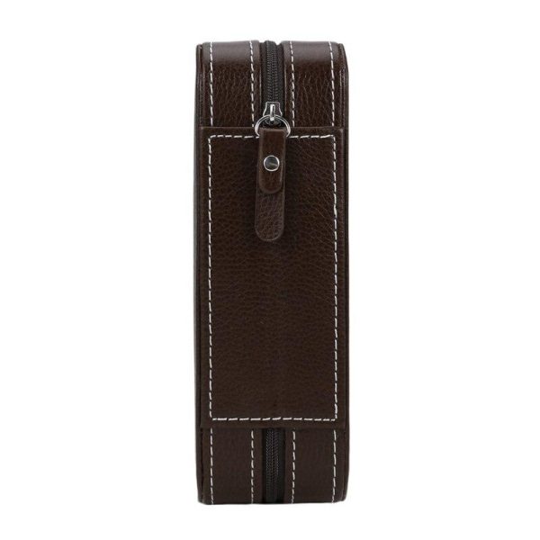 Brown Leather Watch Zippered Box Storage - Image 6