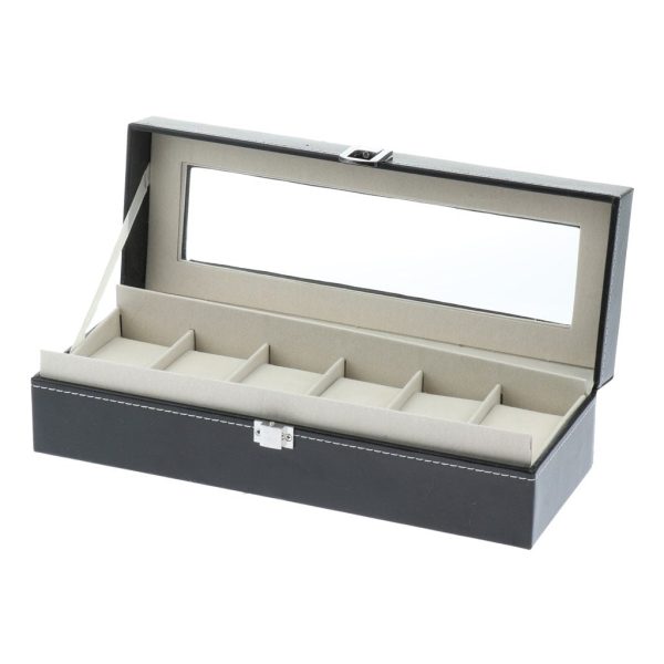 Gray Leather Watch and Jewelry Display Storage Box - Image 2