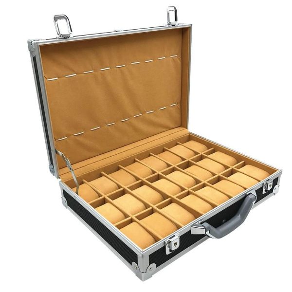 Black and Silver Wristwatches Metal Suitcase Storage Box - Image 2