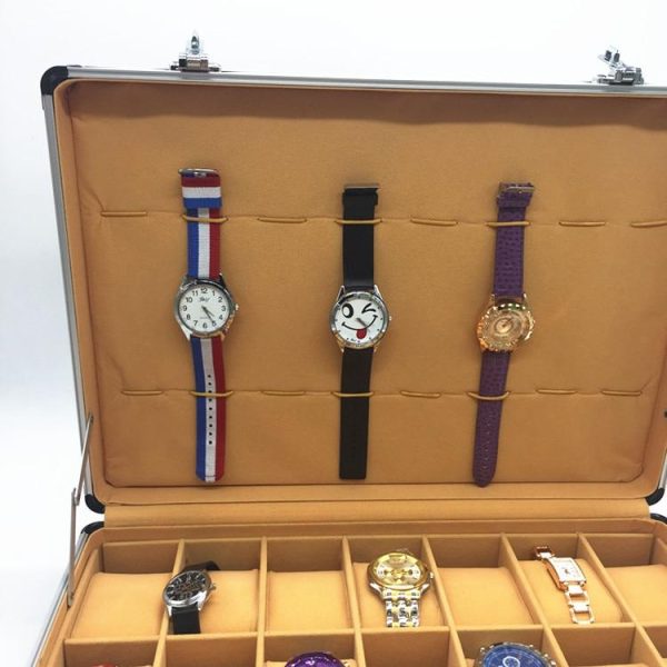 Black and Silver Wristwatches Metal Suitcase Storage Box - Image 6