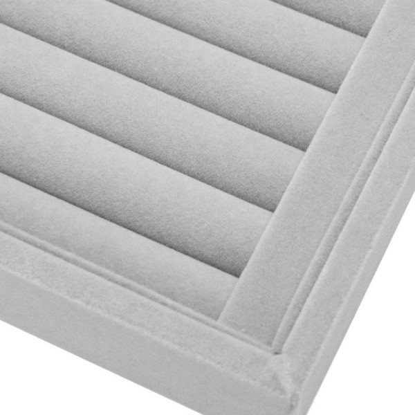 Gray Velvet Jewelry Storage Box with Glass Display - Image 3