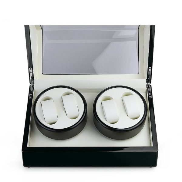 Four-Grid Watch Winder Holder Display Black Watch Box - Image 2