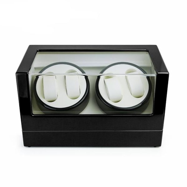 Four-Grid Watch Winder Holder Display Black Watch Box - Image 4