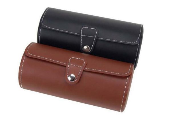 Brown Leather Watch and Jewelry Travel Case - Image 3