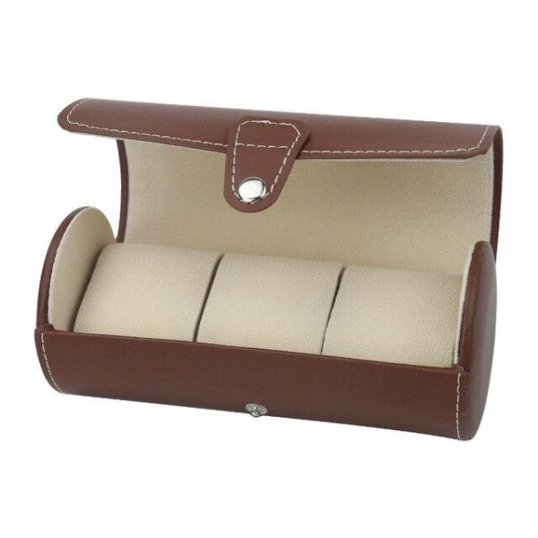 Brown Leather Watch and Jewelry Travel Case - Image 5