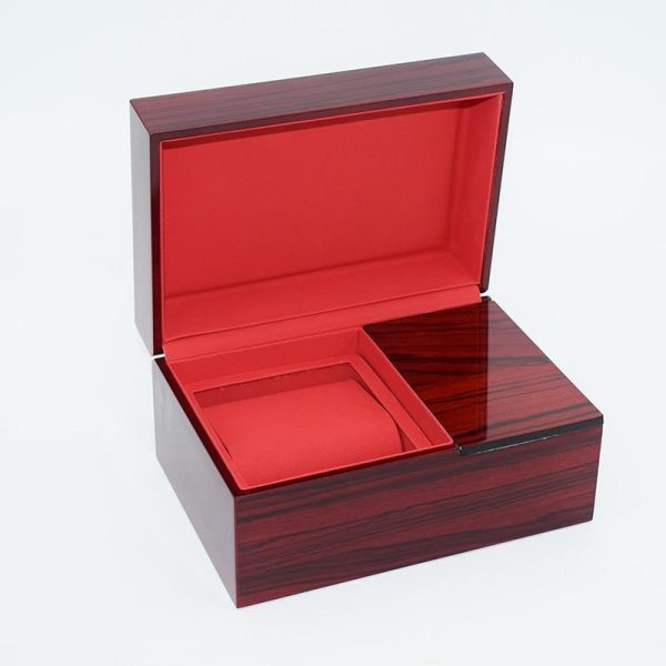 Burgundy Brown Glossy Wood Watch and Jewelry Storage Box - Image 2