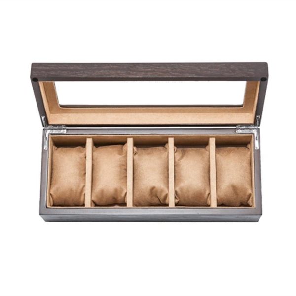5 Slots Wooden Watch and Jewelry Storage Box with Window - Image 3