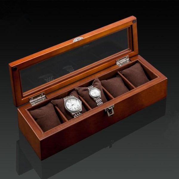 Brown Beech Wood Watch Display Box Organizer with 5. 8. 10 and 12 Slots - Image 9