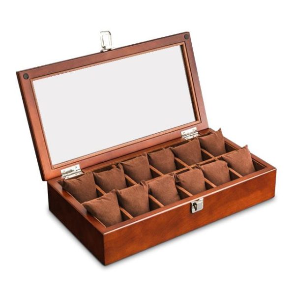 Brown Beech Wood Watch Display Box Organizer with 5. 8. 10 and 12 Slots - Image 2