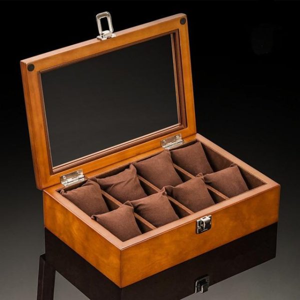 Brown Beech Wood Watch Display Box Organizer with 5. 8. 10 and 12 Slots - Image 10