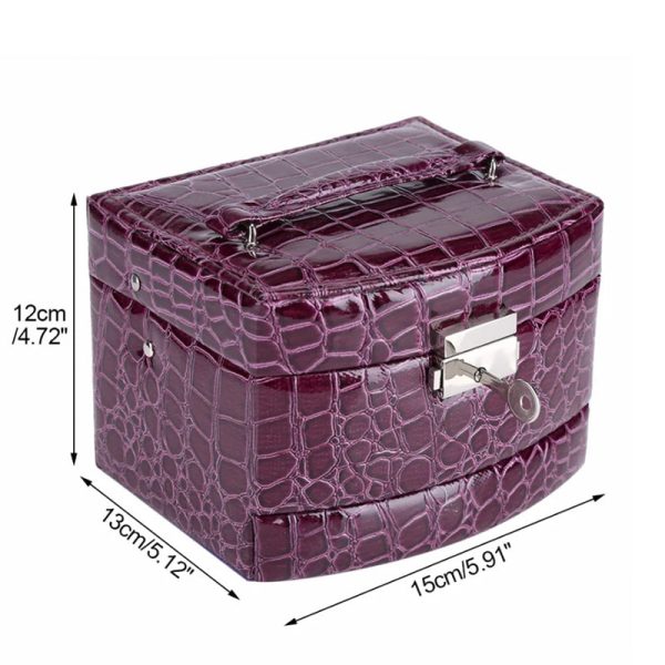 Purple PU Leather Jewelry Multi-Functional Storage Box - Image 5