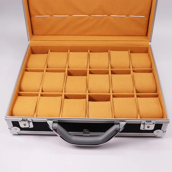 Black and Silver Wristwatches Metal Suitcase Storage Box - Image 3