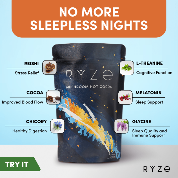 RYZE Hot Cocoa - with 6 Sleep Superfoods to Help Fall Asleep and Stay Asleep - Image 3